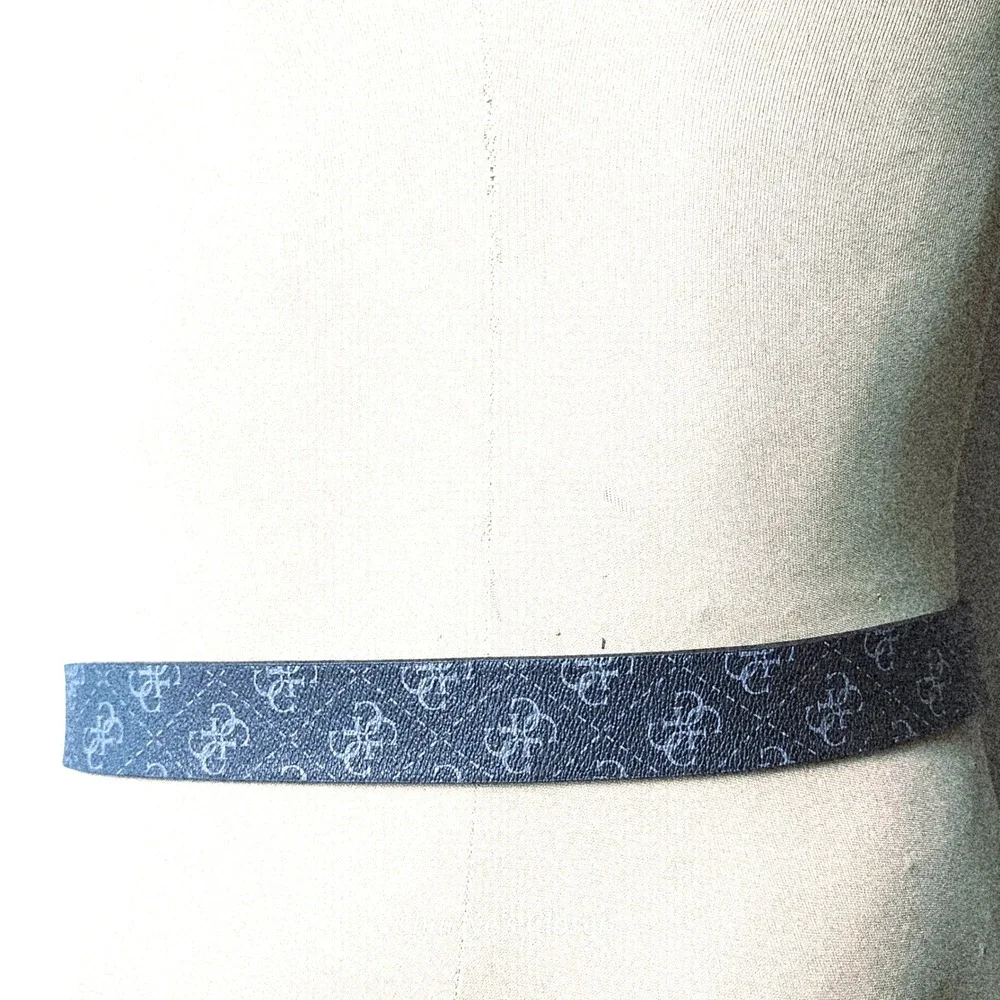 Guess Monogram Logo Belt Mens 32 Grey/Black Excellent Large G Buckle Y2K Vibes